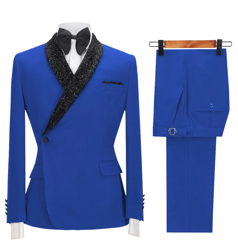 2 Pieces Casual Mens Regular Fit Suit (Blazer   Pants)