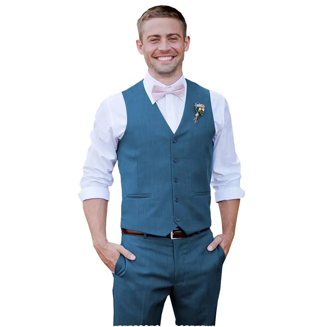 2 Pieces Casual Mens Suit Regular Fit Solidl Flat Blazer For Wedding (Vest   Pants)