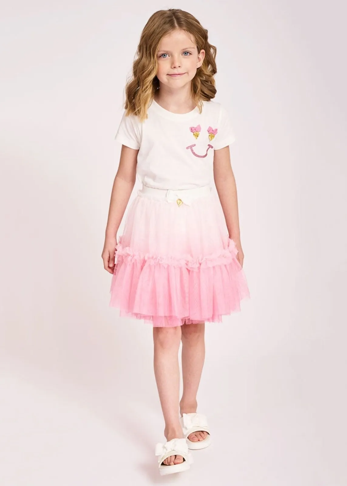 Angel's Face Girls Shannon Snowdrop White & Pink Ombre Skirt