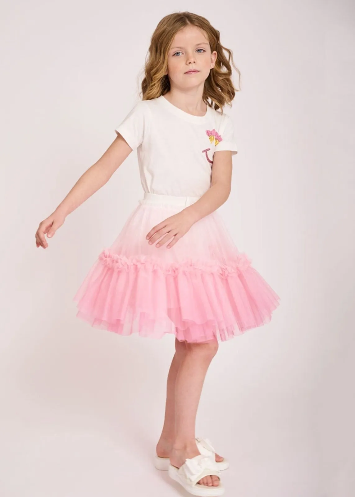 Angel's Face Girls Shannon Snowdrop White & Pink Ombre Skirt