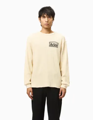 Aries Waffle Long Sleeve T-Shirt - Ecru