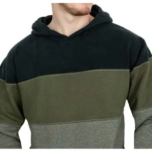 Army Green Colorblock Stripe Popover Hoodie