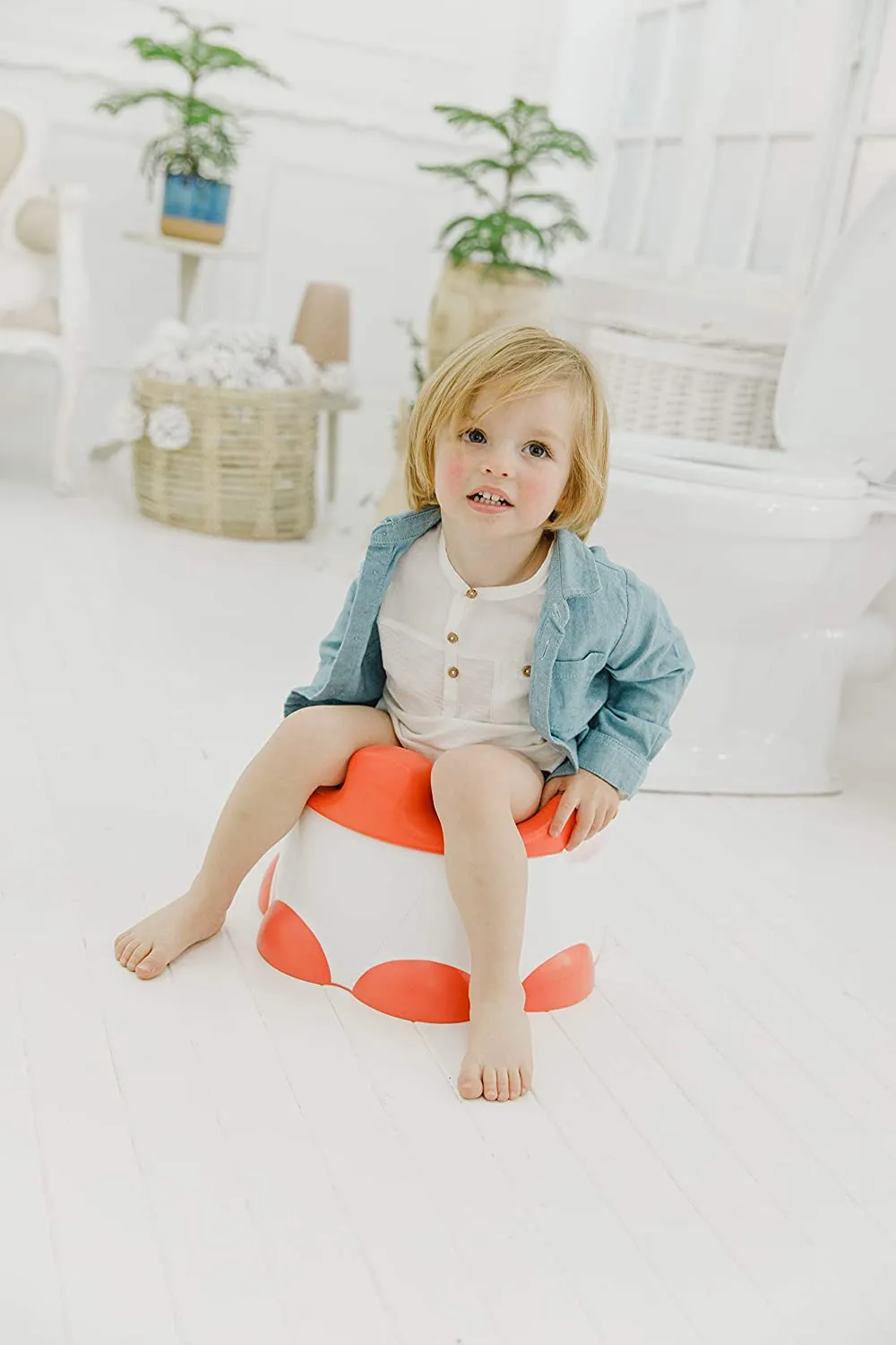 Baby Potty Trainer with detachable Toilet Seat & Step Stool, Coral