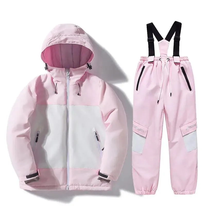 Boys & Girls Ski Outfits Kids Outdoor Snowboard Jacket & Bibs