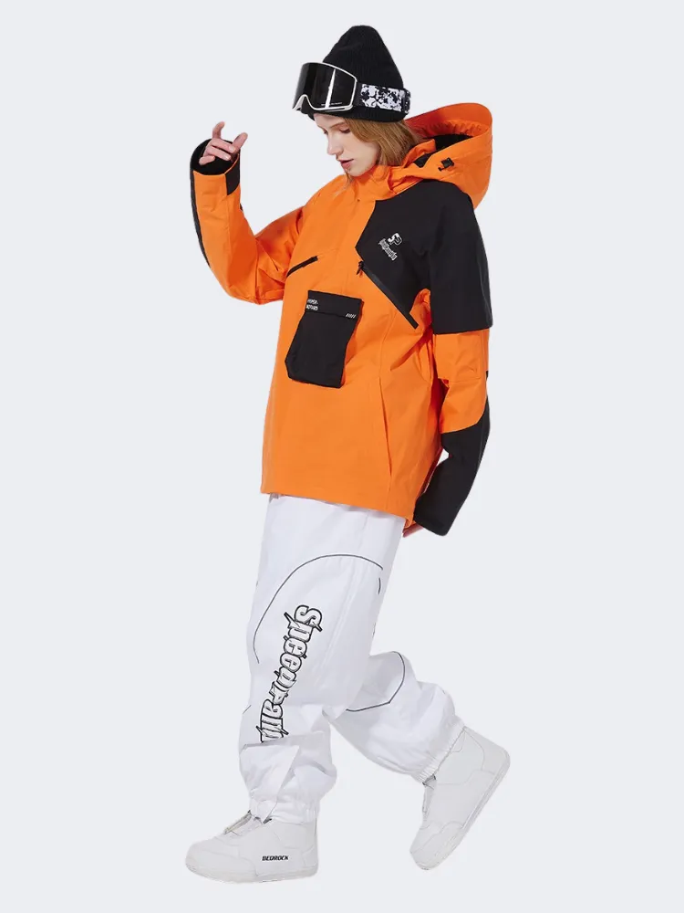 Chest Pocket Snow Suit Winter Insulated Ski Pullover & Pants Set