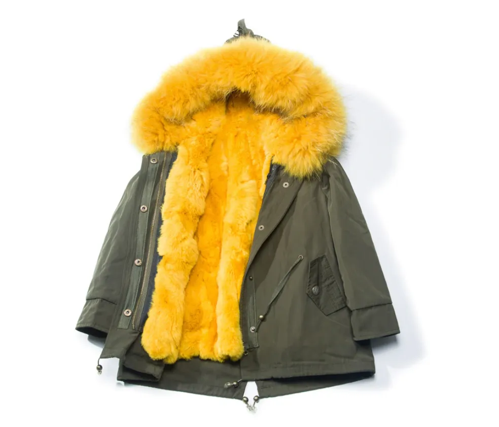 Children's Fur Lined Green Parka