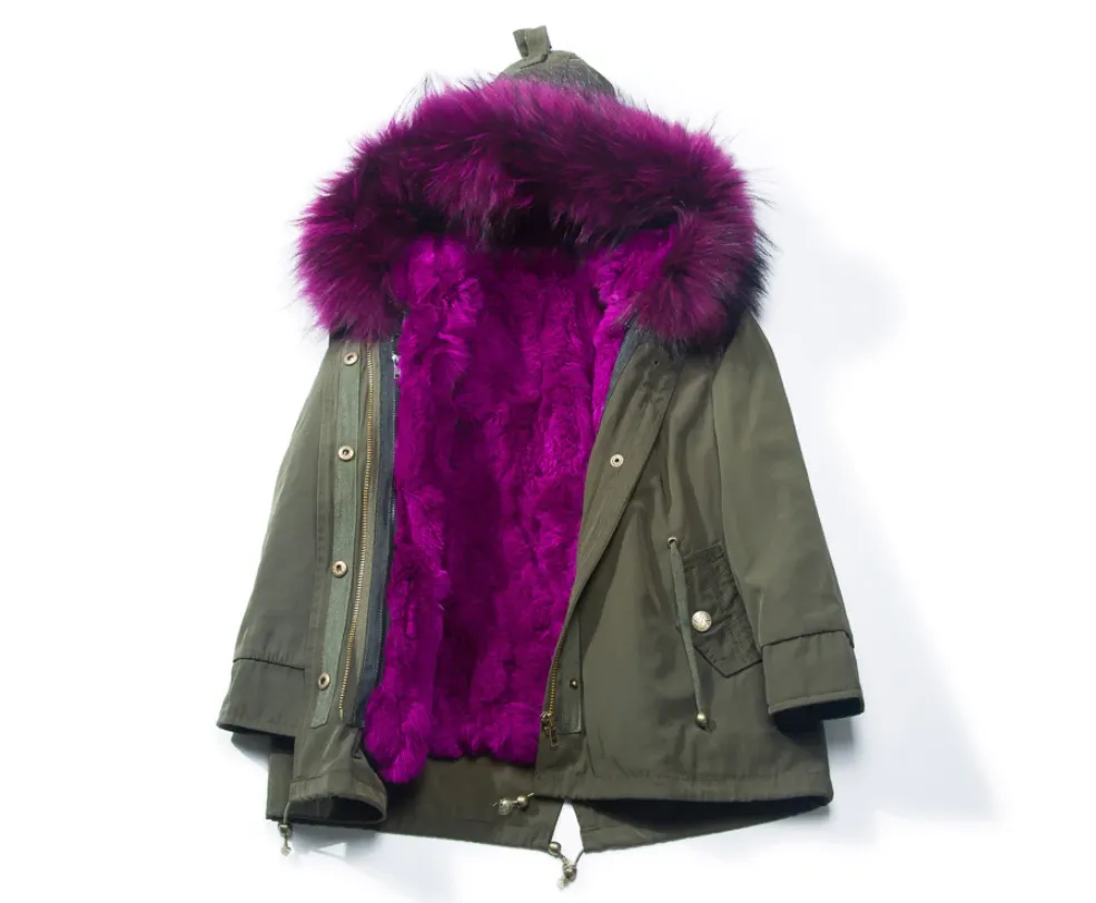 Children's Fur Lined Green Parka