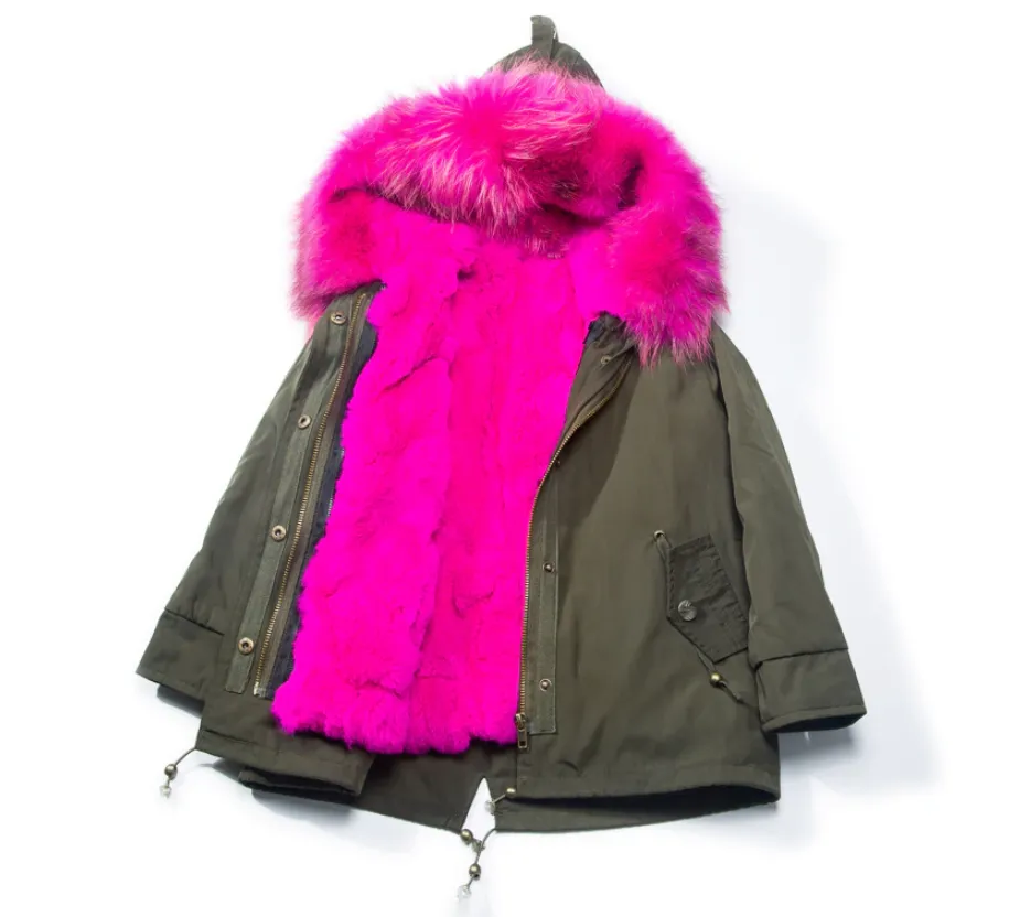 Children's Fur Lined Green Parka