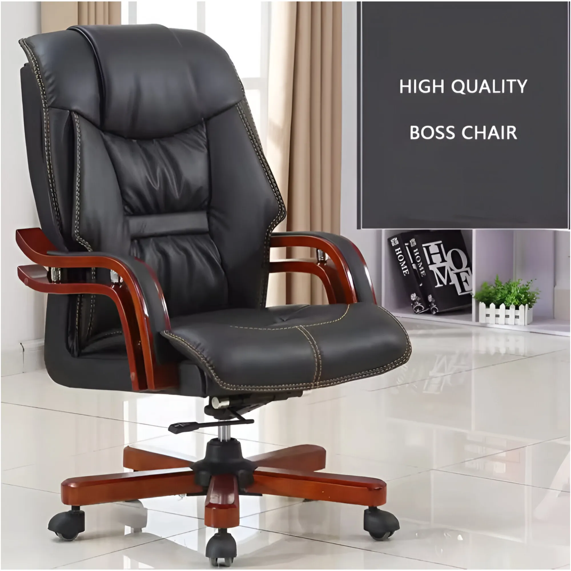 Comfortable High-Back Swivel Leather Executive Office Chair B261