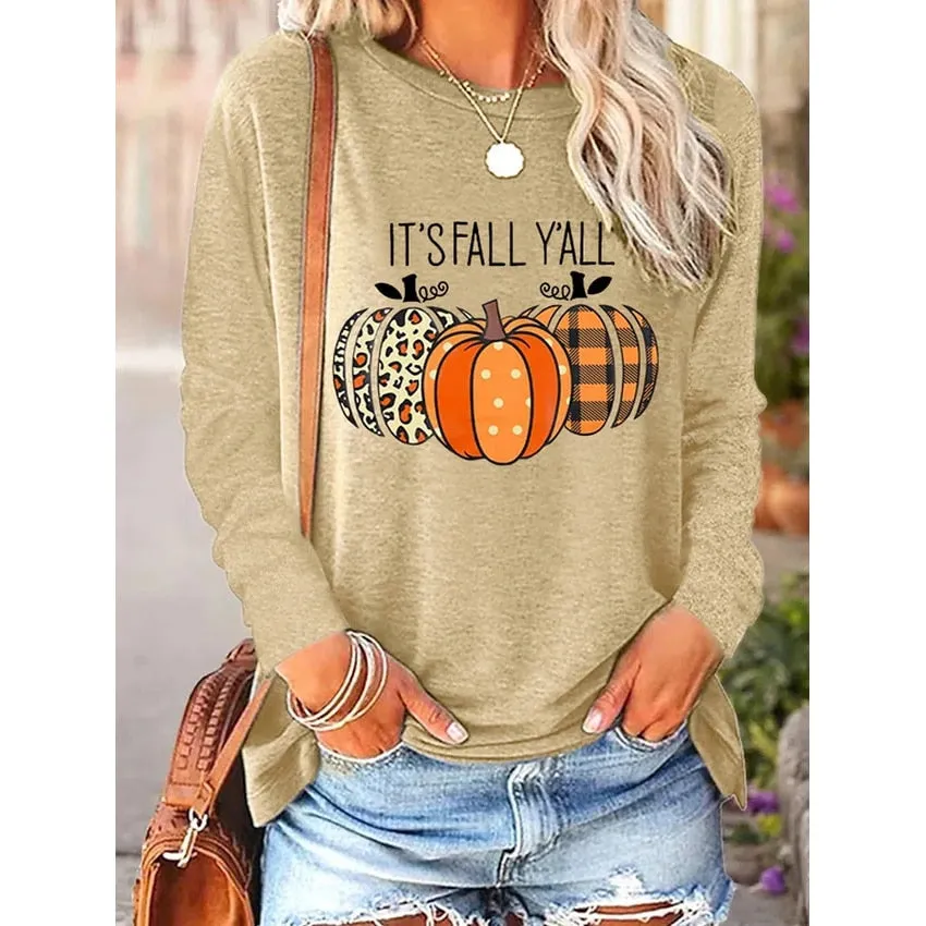 Cozy Fall 'Tis The Season' Pumpkin Long Sleeve Tee for Women