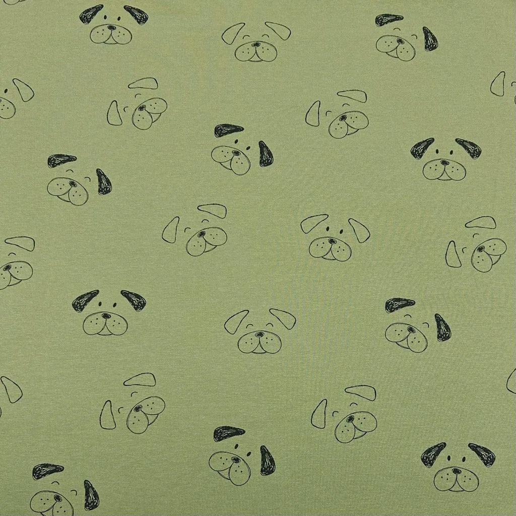 Dog Faces Sweatshirt Fabric