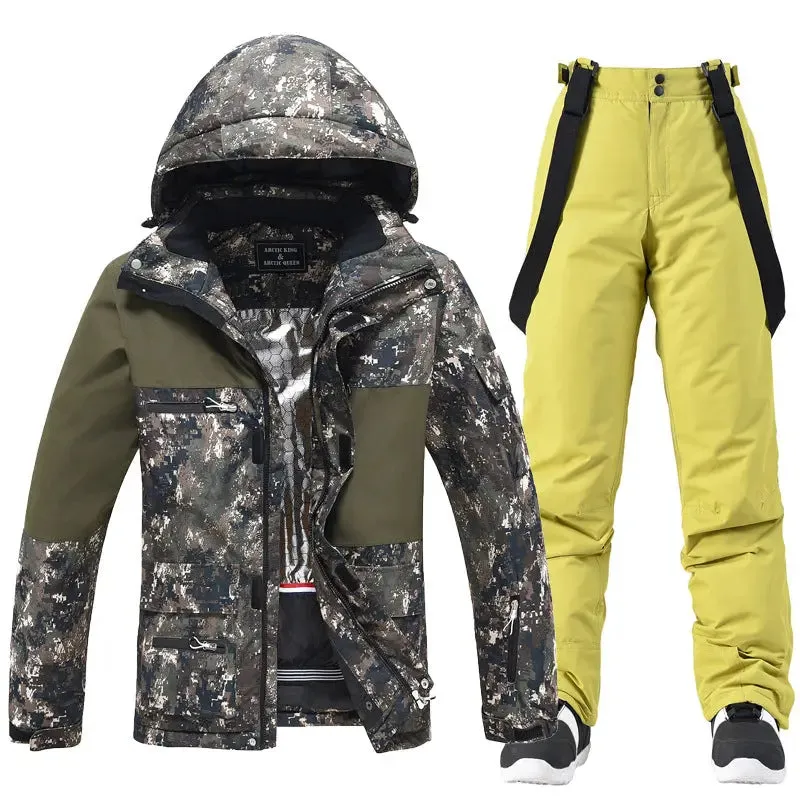 Floral Printed Snow Jackets & Bibs Set for Women