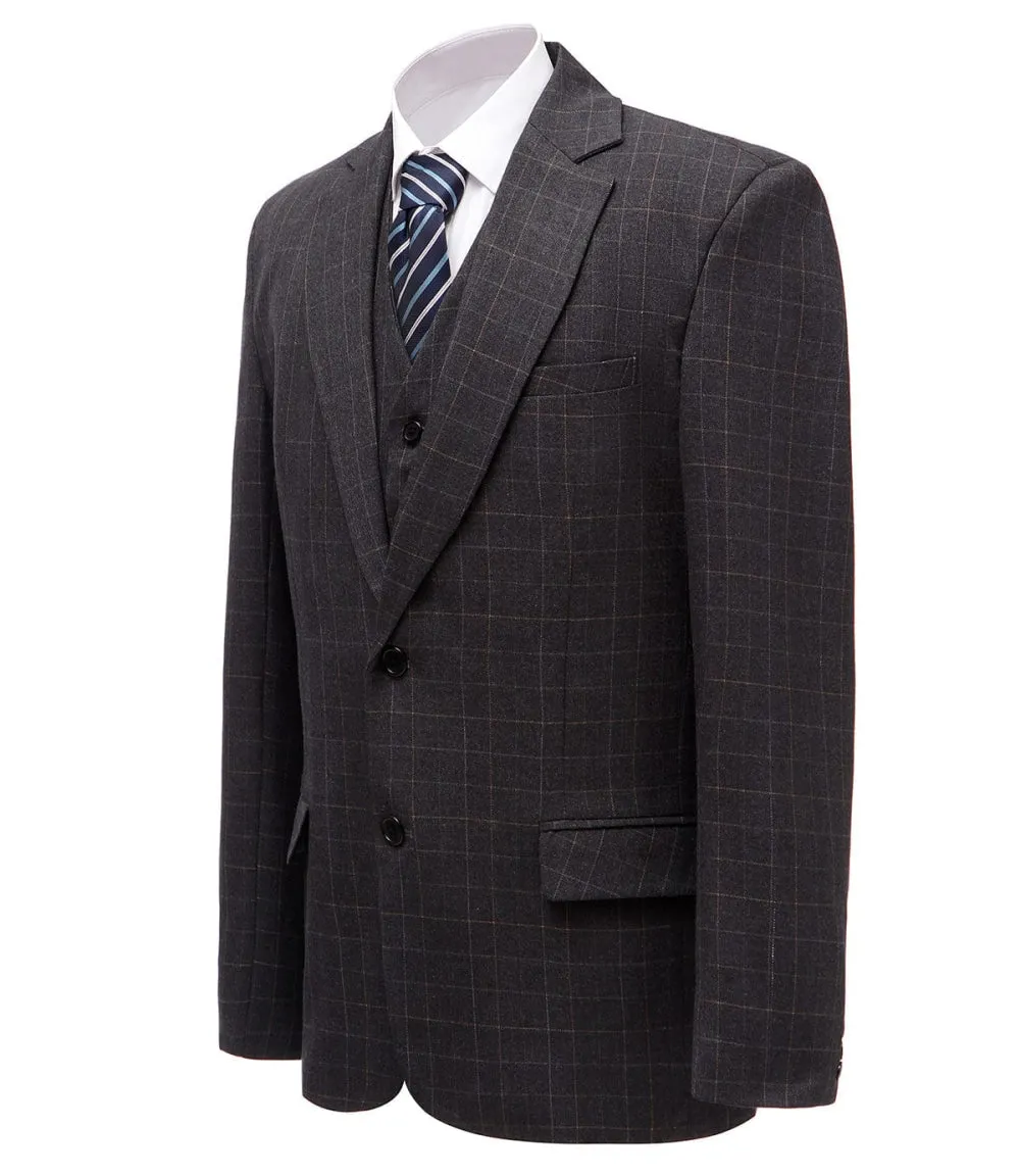 Formal Plaid 3 Pieces Mens Suit Tuxedos (Blazer vest Pants)