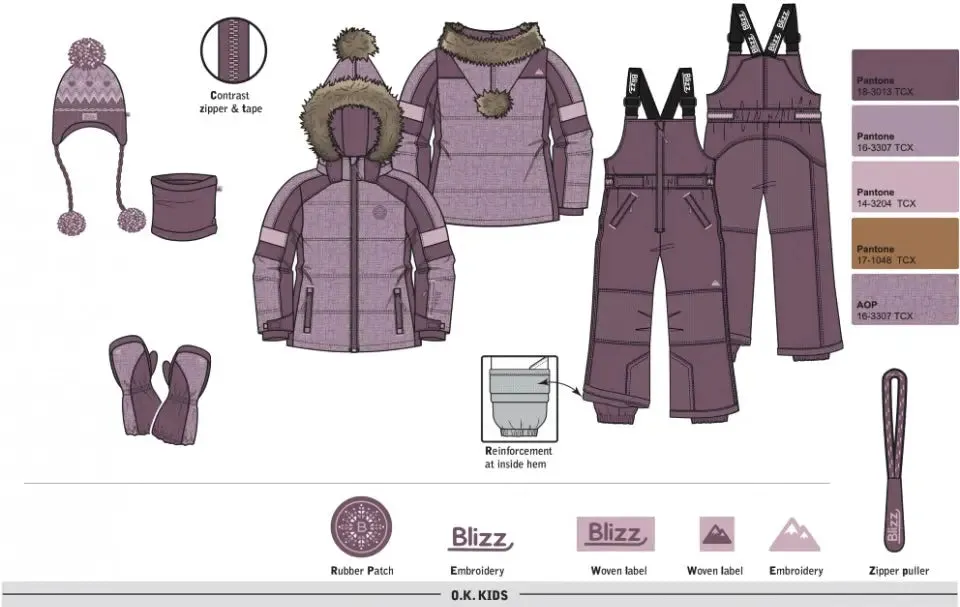 Girls Snowsuit 5 PCS Set - Lavender | Blizz