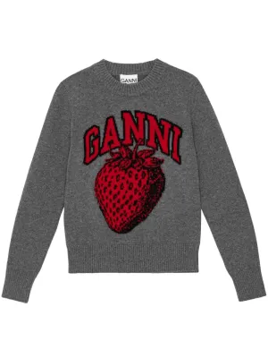 Graphic O-Neck Pullover Strawberry