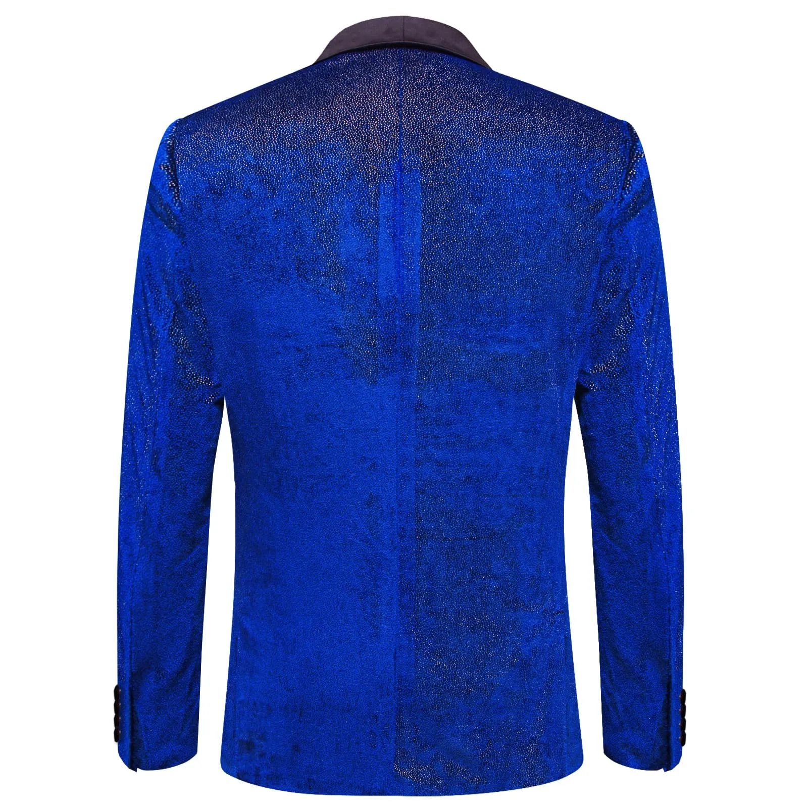 Hi-Tie Velvet Blazer Blue Formal Wedding Suit Shawl Lapel Men's Top