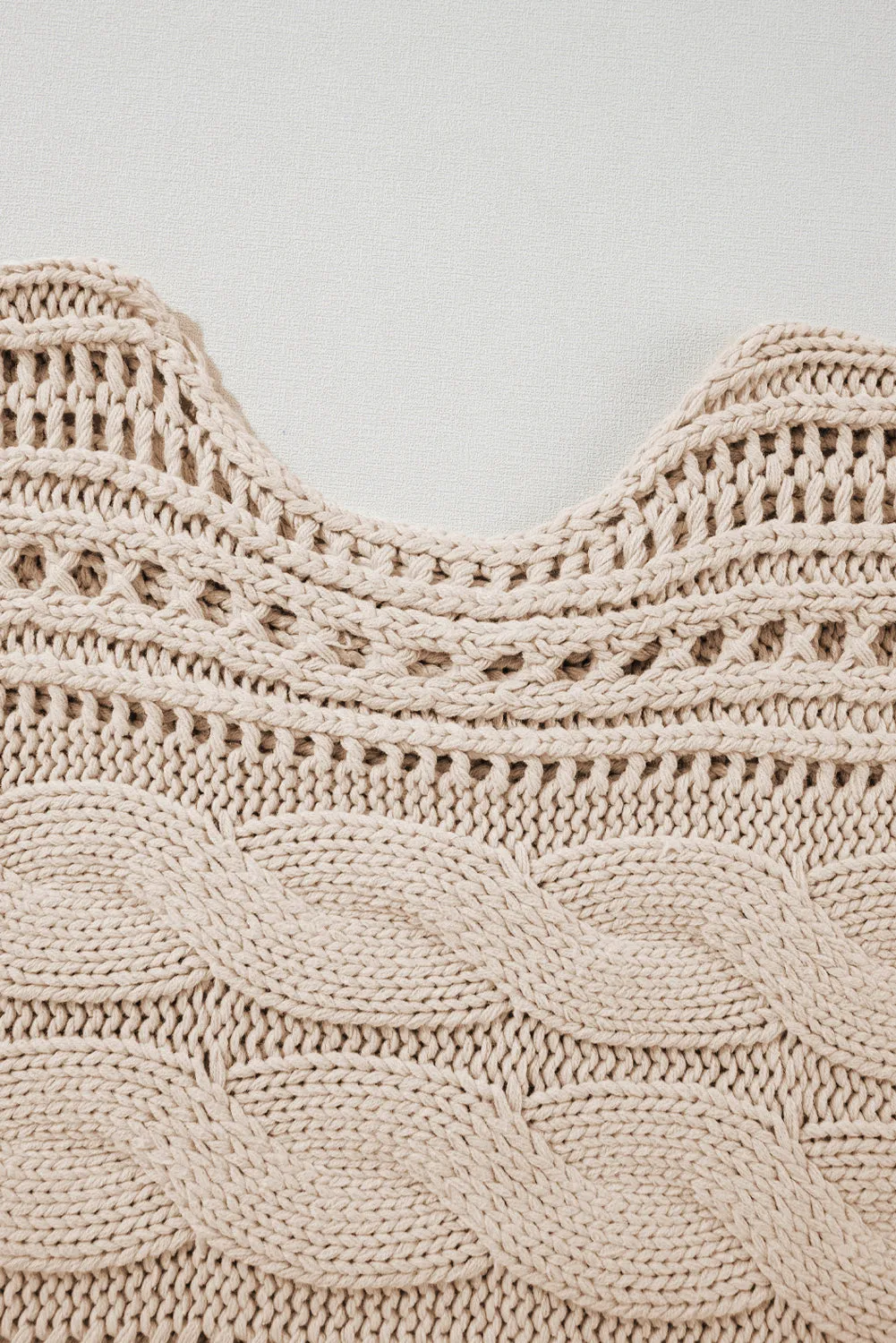 Hollow-out Cable Knit Cropped Sweater