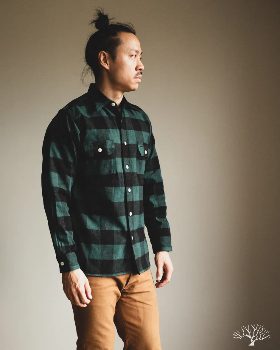 Icebreaker 11oz Buffalo Plaid Flannel Work Shirt - Green