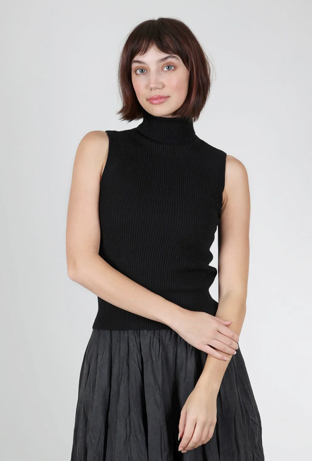 Jennifer S/L Ribbed Mockneck, Black