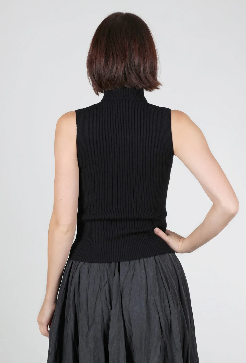 Jennifer S/L Ribbed Mockneck, Black