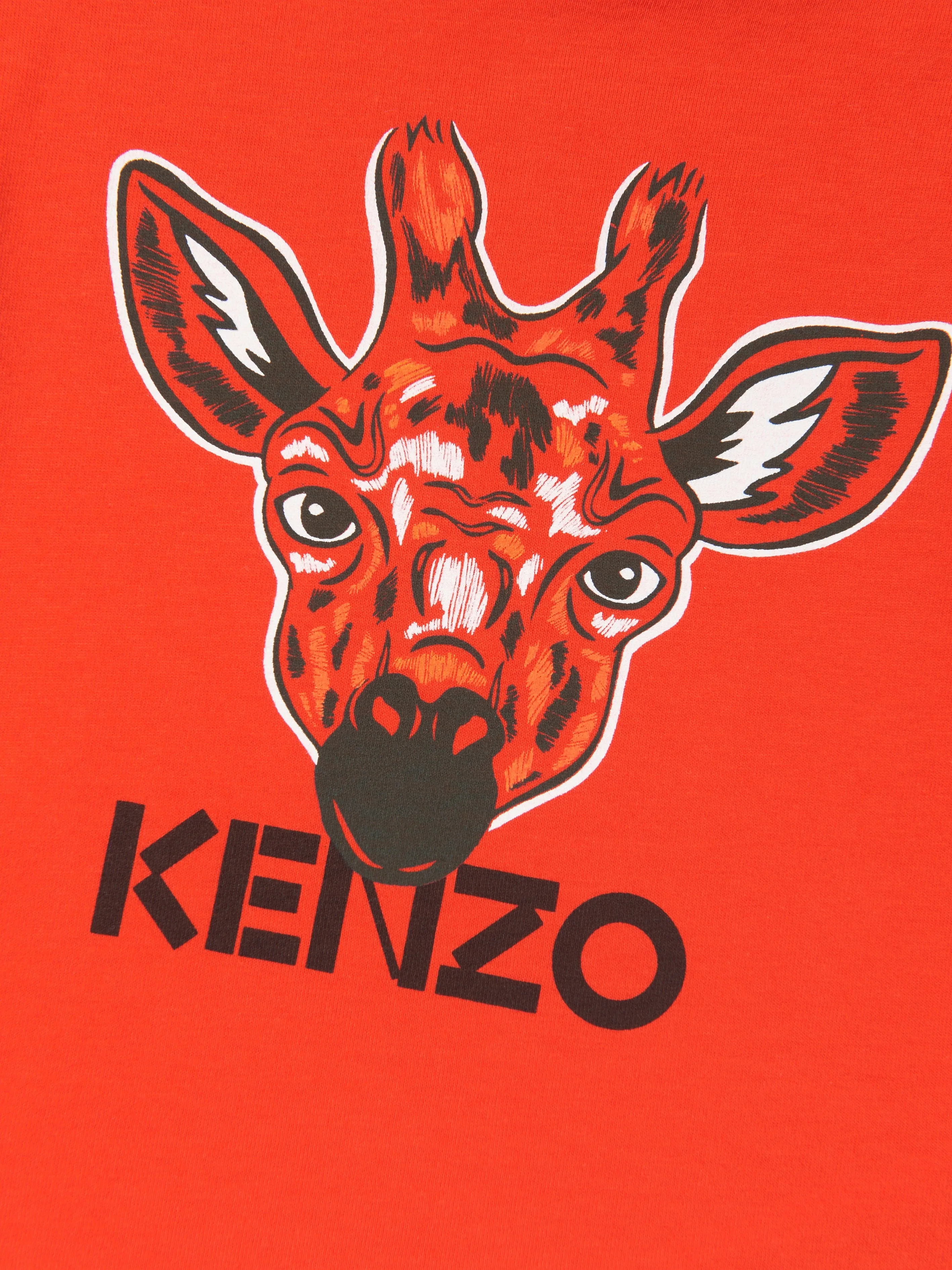 KENZO Baby Boys Organic Cotton Giraffe T-Shirt in Red