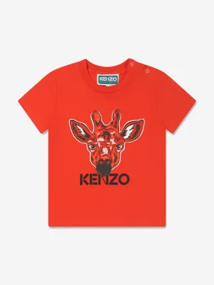 KENZO Baby Boys Organic Cotton Giraffe T-Shirt in Red