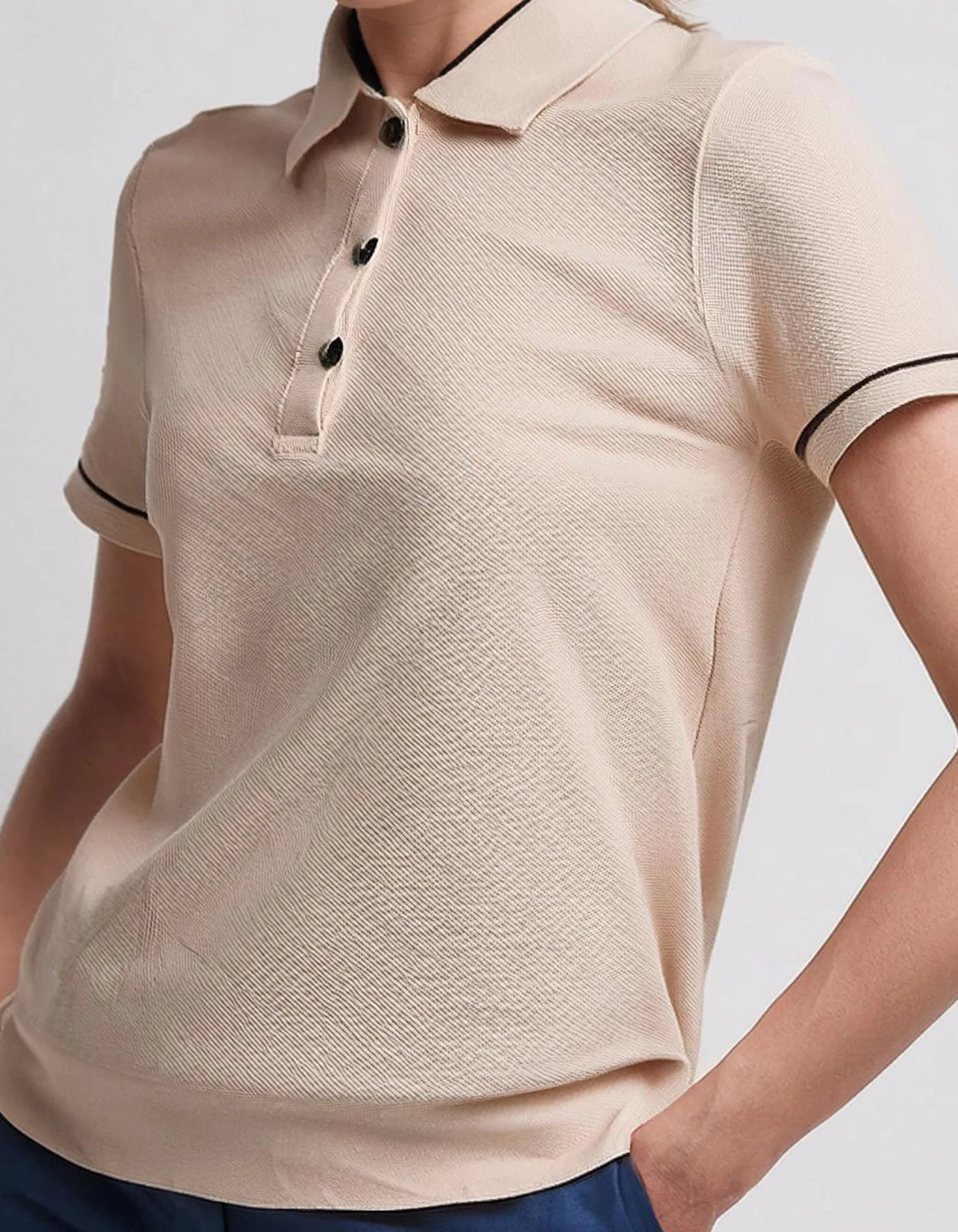 Light Brown Ribbed Polo Shirt