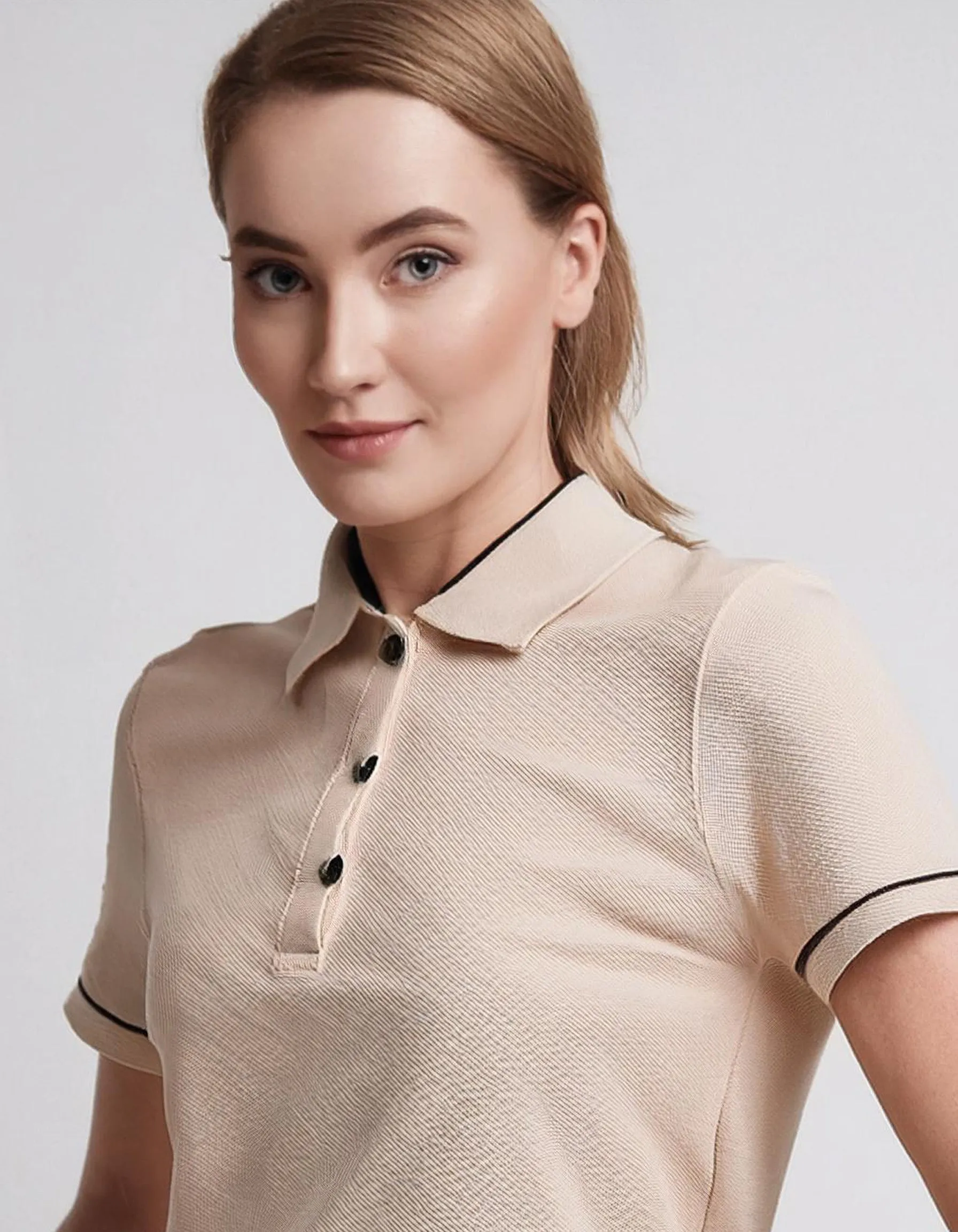 Light Brown Ribbed Polo Shirt