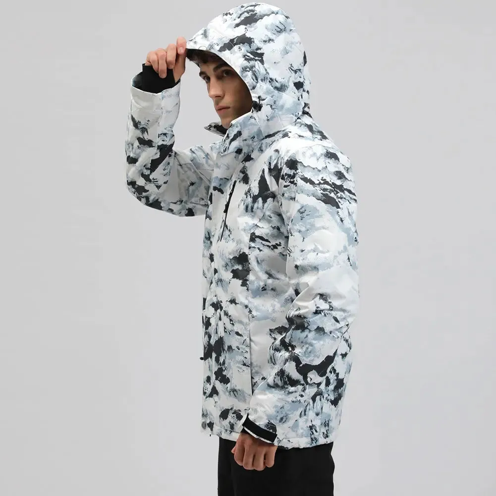 Men Snowboarding Snow Jacket Printed Windproof Coat