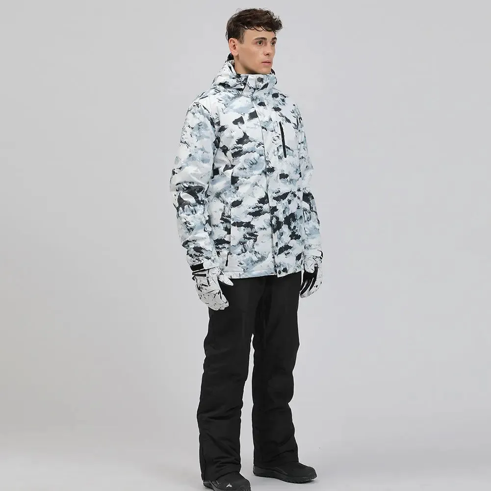 Men Snowboarding Snow Jacket Printed Windproof Coat