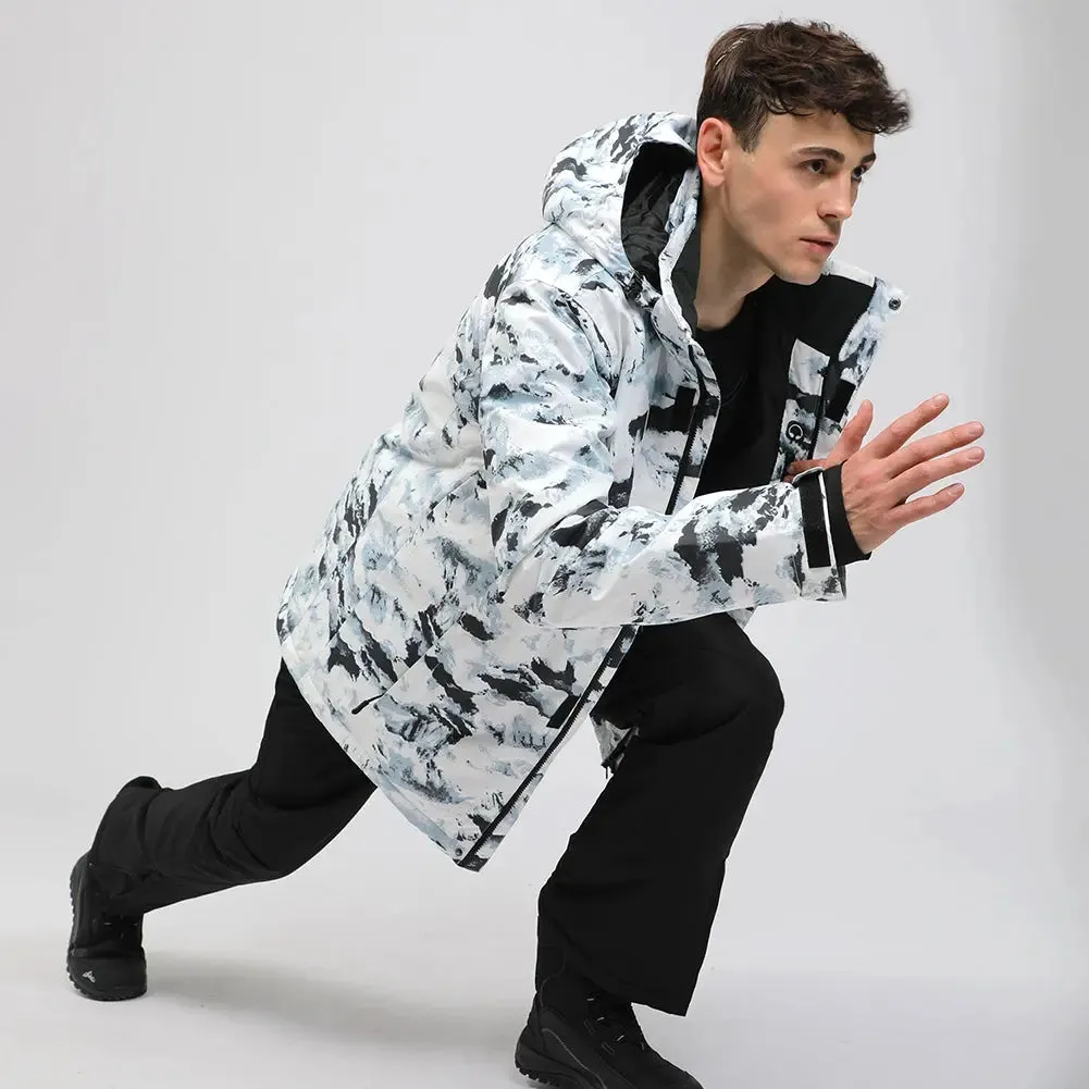 Men Snowboarding Snow Jacket Printed Windproof Coat