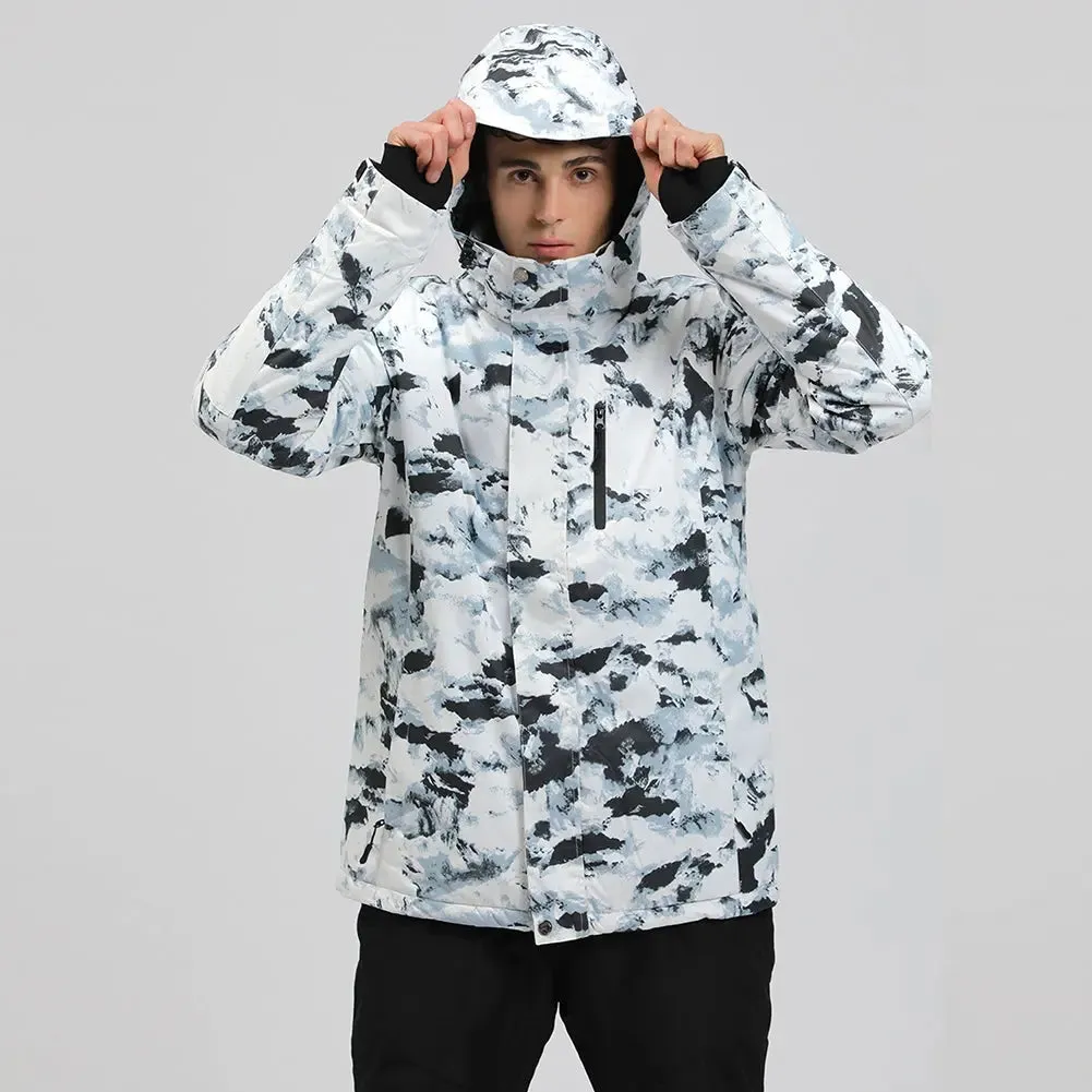 Men Snowboarding Snow Jacket Printed Windproof Coat