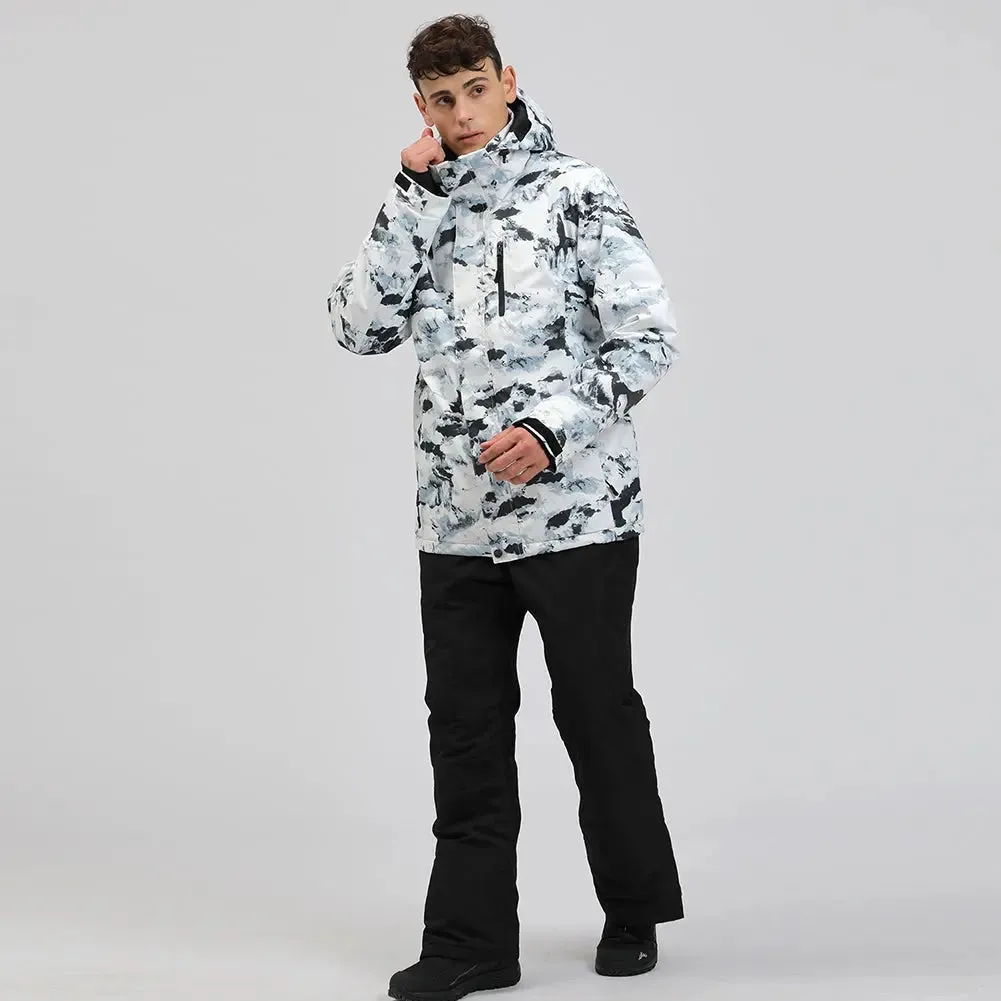 Men Snowboarding Snow Jacket Printed Windproof Coat