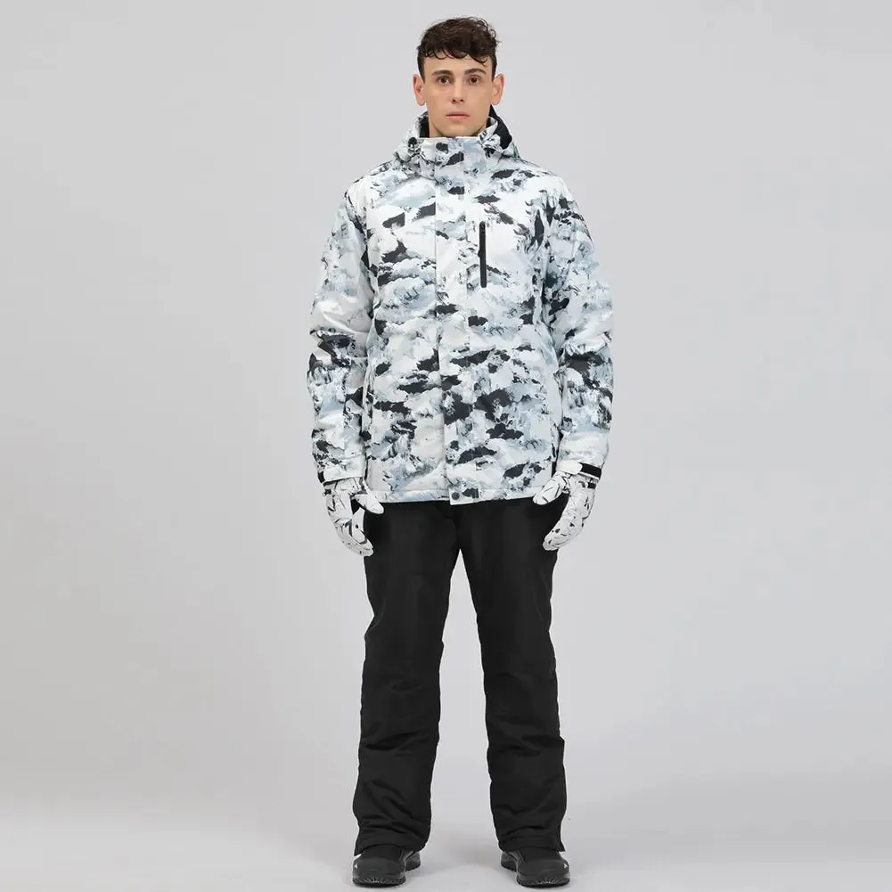 Men Snowboarding Snow Jacket Printed Windproof Coat