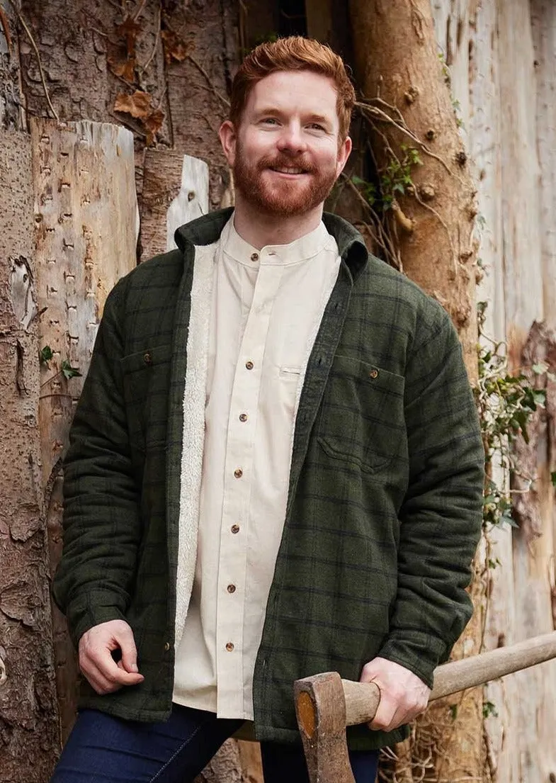 Men’s Flannel Fleece Lined Shirt | Forest Green Check