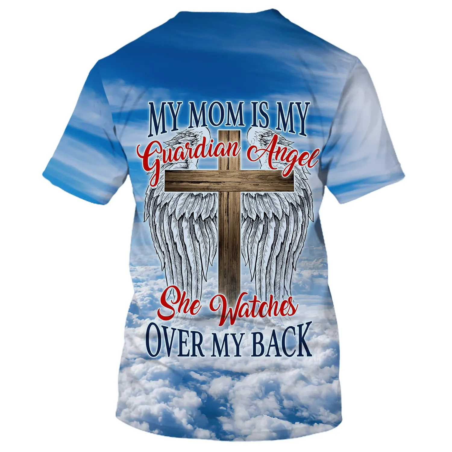 Mom My Guardian Angel Cross Wings 3D All Over Printed Shirt for Men and Women