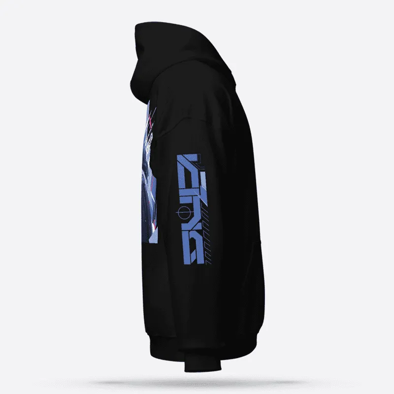 Neon Sovereign Techwear Black Graphic Hoodie Premium