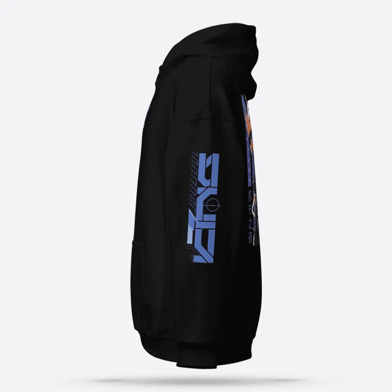 Neon Sovereign Techwear Black Graphic Hoodie Premium