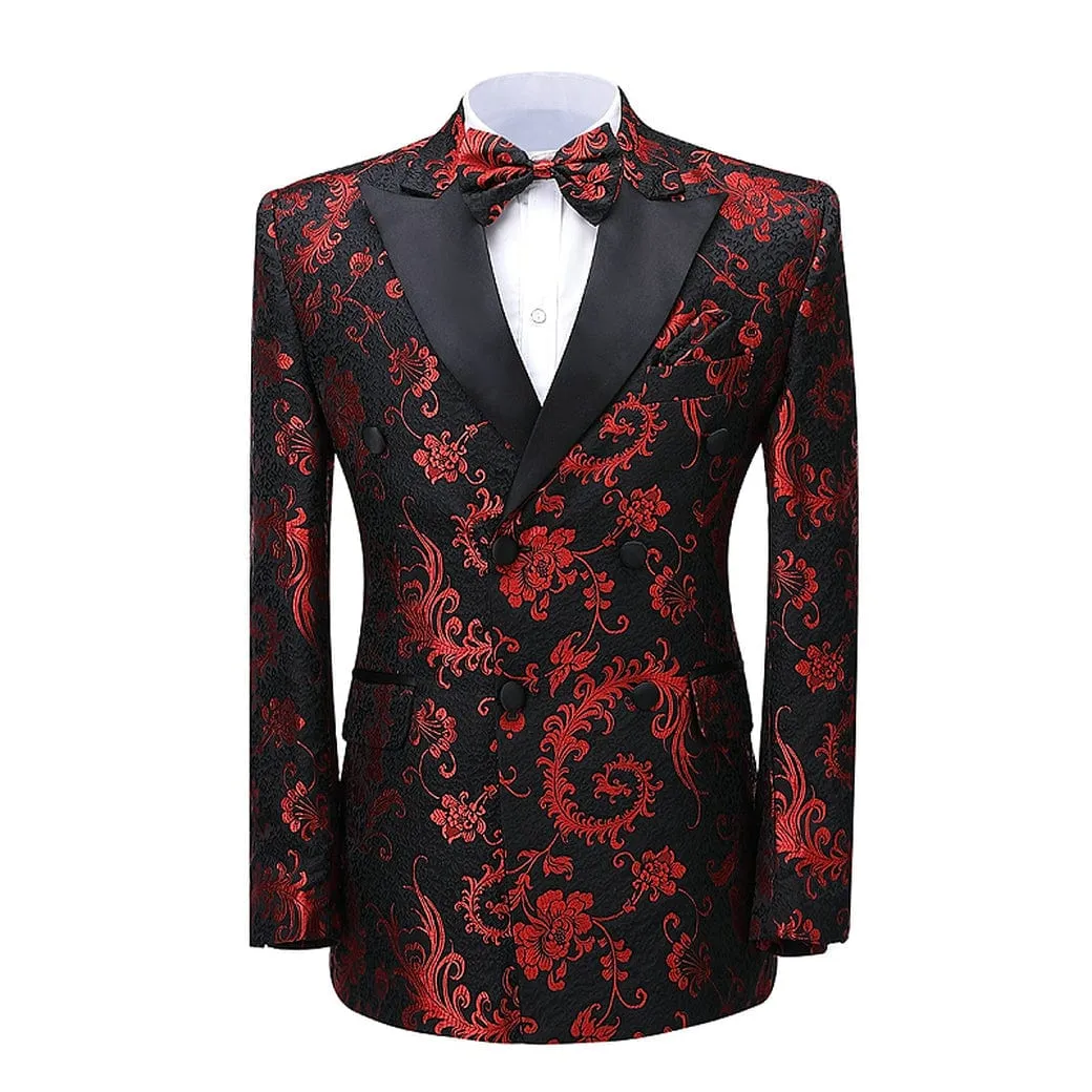 Patterned 2 Pieces Mens Suit Peak Lapel Tuxedos (Blazer Pants)