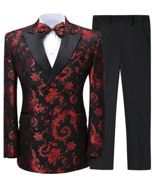 Patterned 2 Pieces Mens Suit Peak Lapel Tuxedos (Blazer Pants)