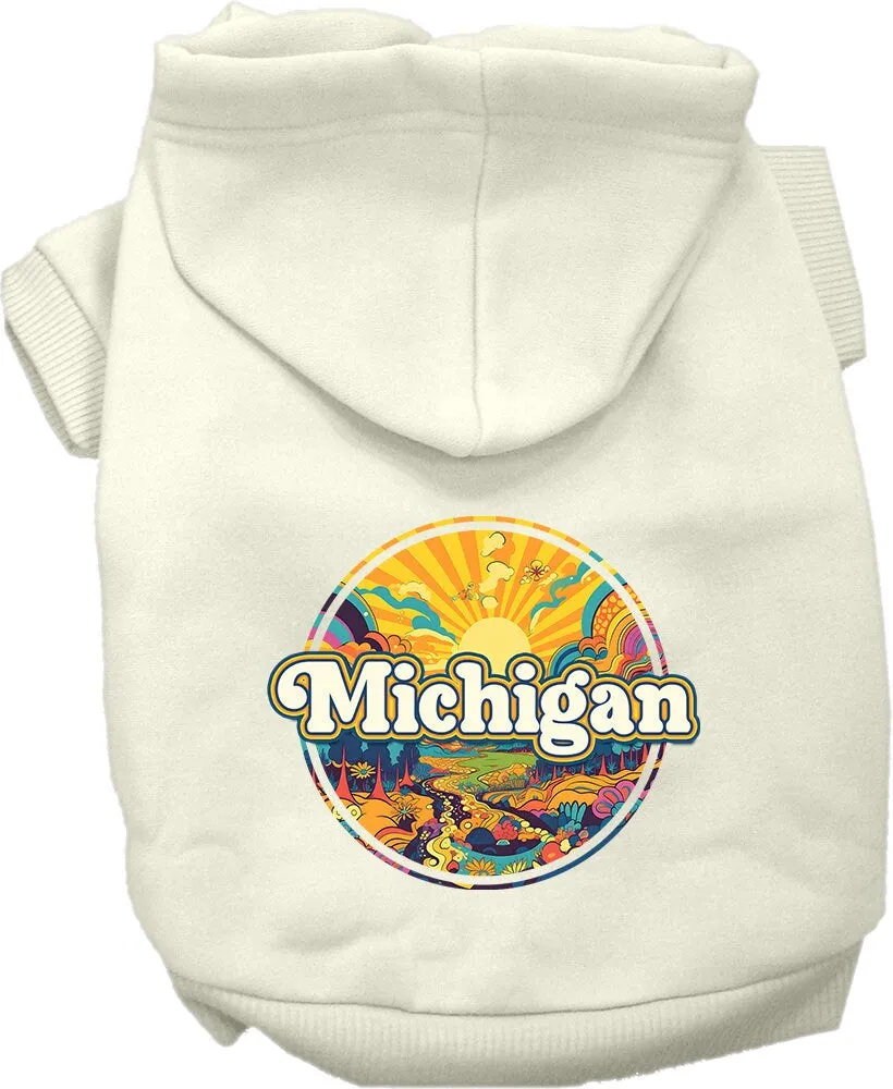 Pet Dog & Cat Screen Printed Hoodie for Medium to Large Pets (Sizes 2XL-6XL), "Michigan Trippy Peaks"