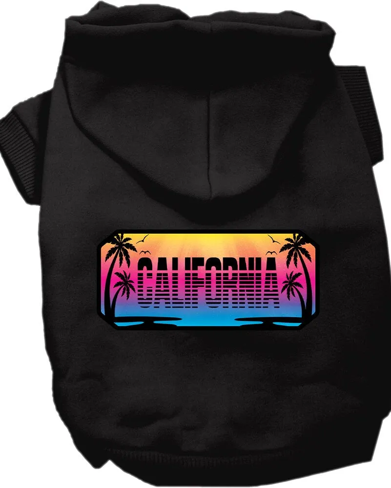 Pet Dog & Cat Screen Printed Hoodie for Small to Medium Pets (Sizes XS-XL), "California Beach Shades"