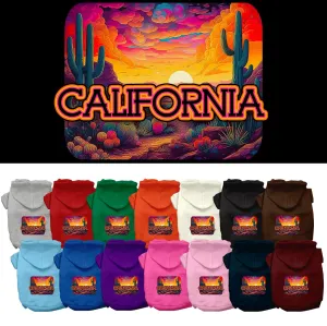 Pet Dog & Cat Screen Printed Hoodie for Small to Medium Pets (Sizes XS-XL), "California Neon Desert"