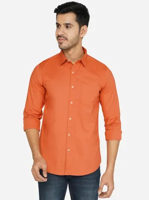 Rust Solid Slim Fit Semi Casual Shirt | JadeBlue