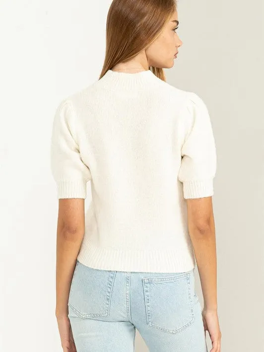 Simply Sweet Puff Sleeve Sweater Top