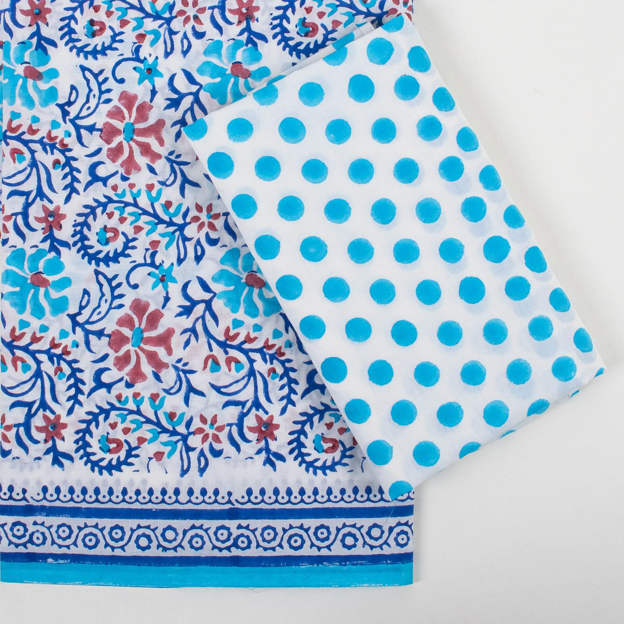 Sky Blue Pure Cotton Suits With Cotton Dupatta