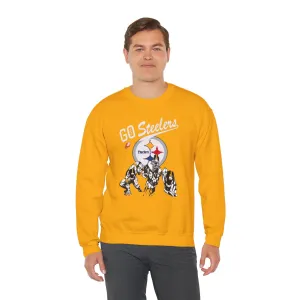 Steelers Fan Sweatshirt "Go Steelers" Gildan 18000| NFL Pittsburgh Steelers Fan Sweater (4 Colors)