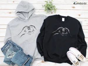 Two Hands Making a Heart Matching Hoodie, Customized, Anniversary bride and groom Sweatshirt, Matching Wedding Long Sleeve Shirts, Gifts