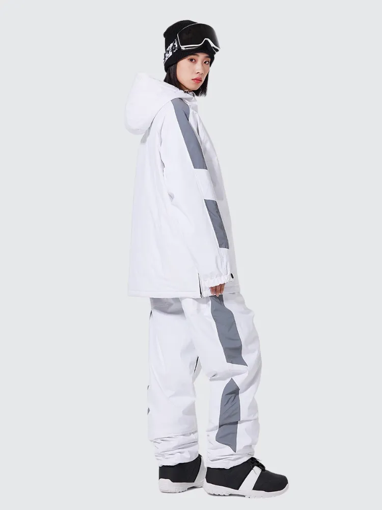 Unisex Reflective Snowsuits 2 Pieces Ski Pullovers & Pants Set