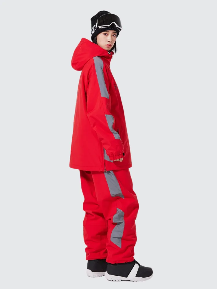 Unisex Reflective Snowsuits 2 Pieces Ski Pullovers & Pants Set